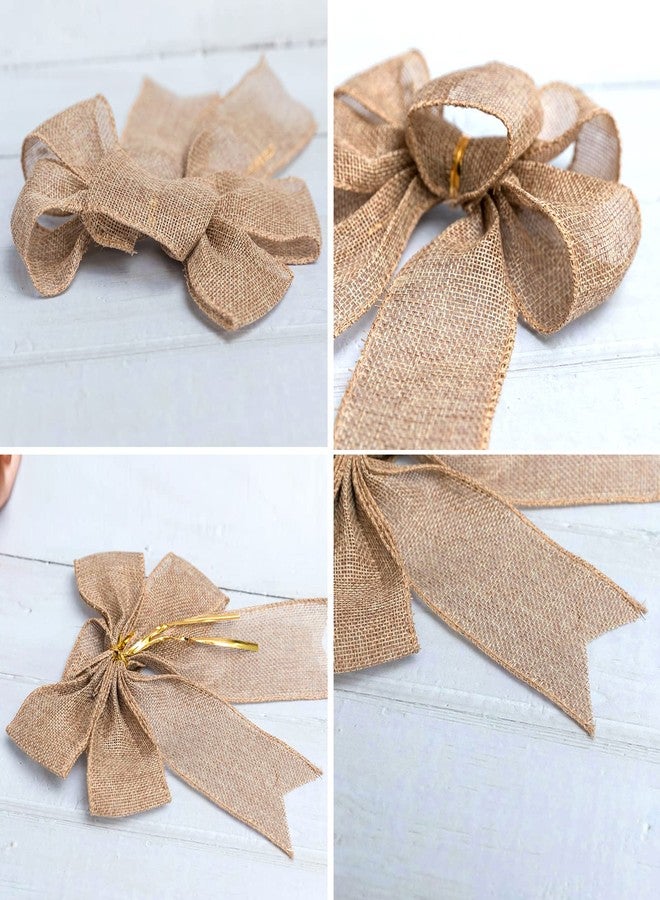 Lamantery Mini Rustic Jute Bows Burlap Wreaths Bows Christmas Tree Topper for Wedding Holiday Birthday Party Decoration - Image 3